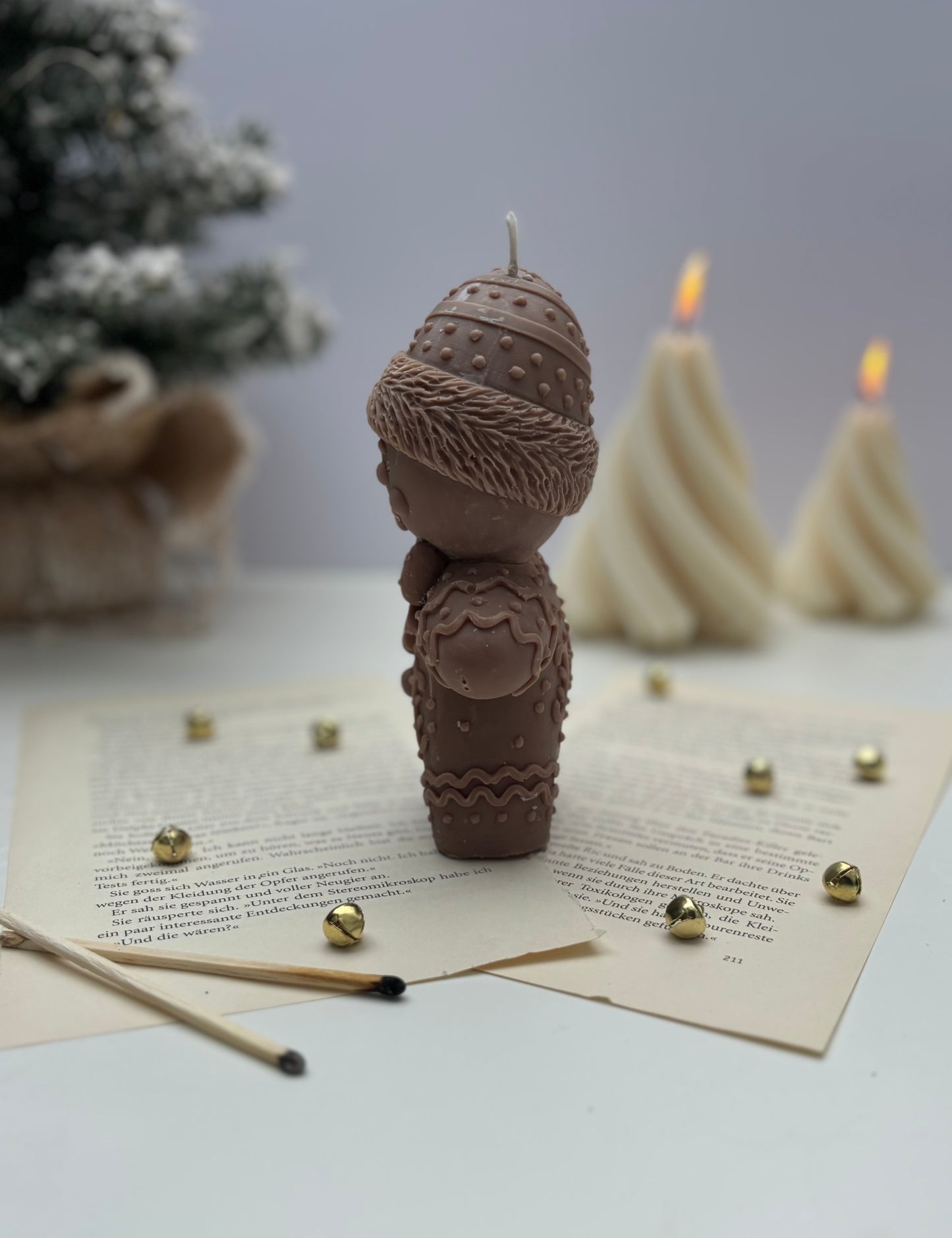 Lebkuchenmann Kerze Braun