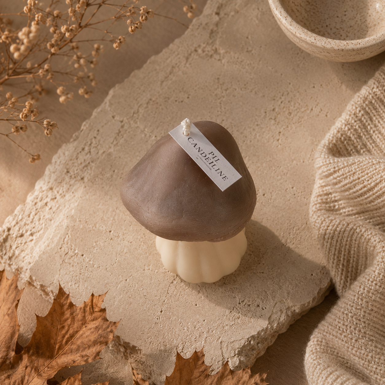 Nordic Shroom Kerze Braun